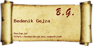 Bedenik Gejza névjegykártya